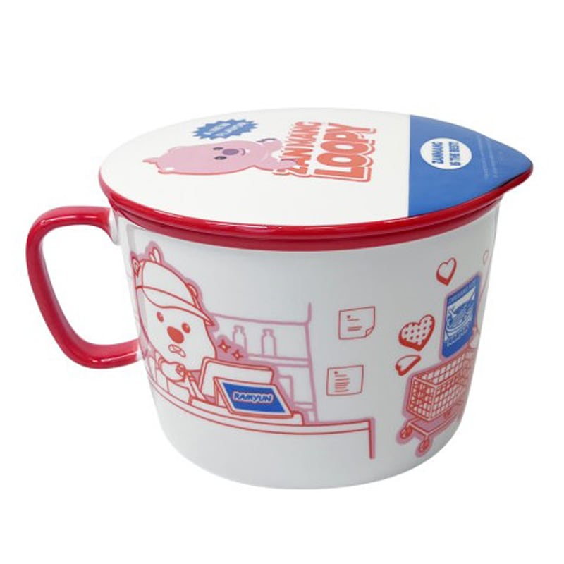 ポロロZanmang Loopy 公式グッズラーメン機電子レンジとオーブンに使用できる取っ手がある多用途セラミックラーメン容器 1000ml