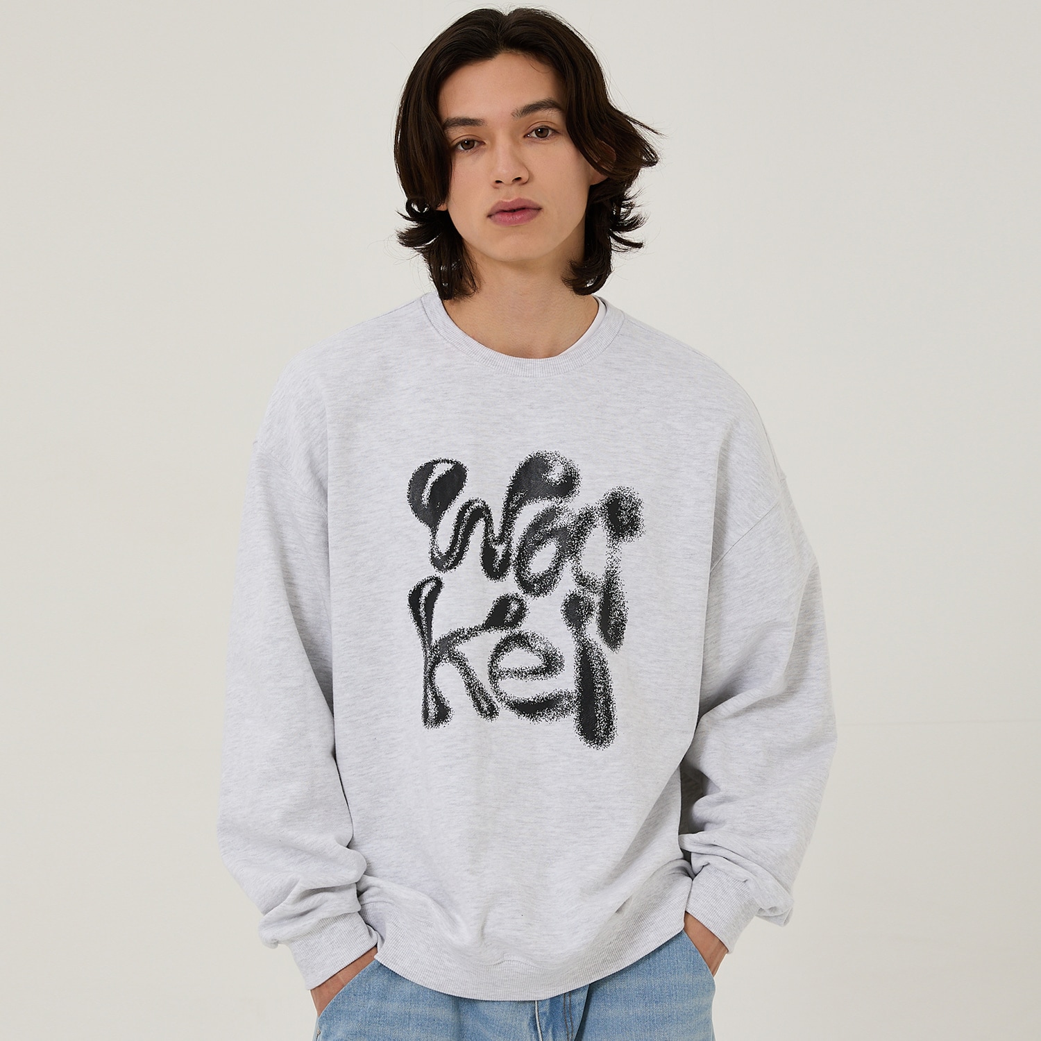 WK 3D logo sweatshirts MELANGE WHITE