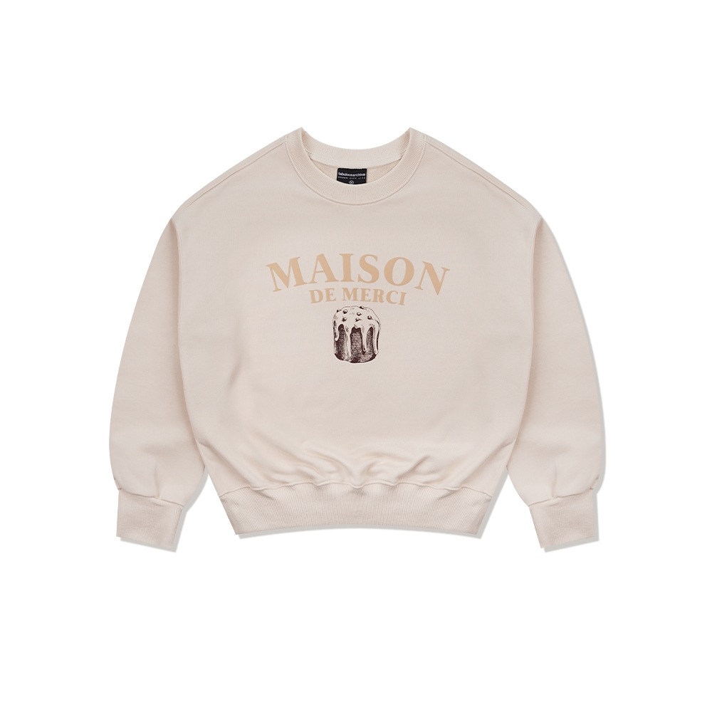 FABULOUS ARCHIVE 女性用クロップクラシックロゴカップケーキヘビーテリースウェットシャツクリーム (FCD3TS705W)