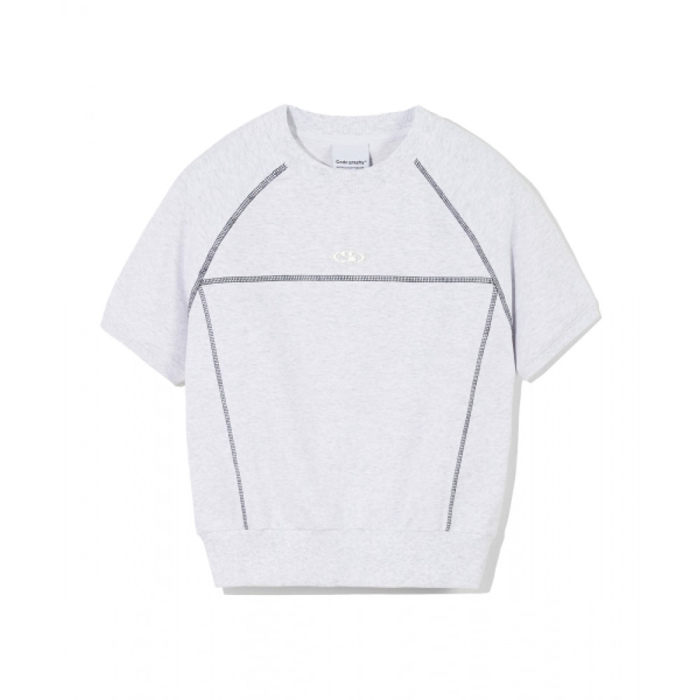 CODEGRY (女性) WAVE ロゴシンボルカラーステッチ半袖トレーナー_メランジグレー