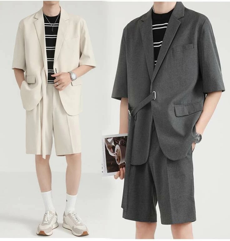 全4色 半袖 ジャケット メンズ スーツ ハーフパンツ 短パン 上下セット 夏 セットアップ カジュアルスーツ 涼しい 無地 テーラード ジャケット ブレザー ゆったり 大きいサイズ 男性 紳士 サマ