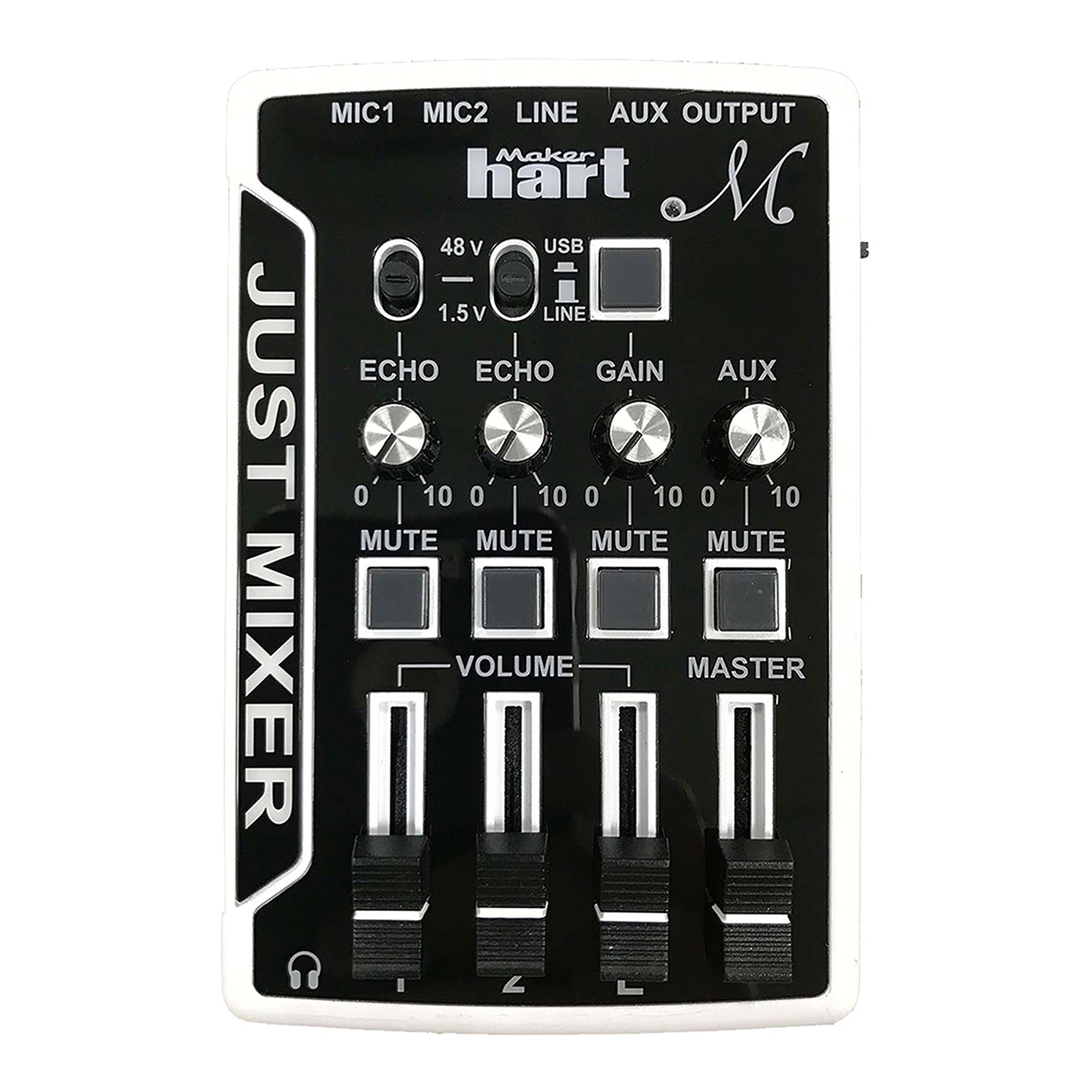 Maker hart Just Mixer M 4チャンネルマイクミキサー/USB オーディオ入力出力対応可能 (フルセット, ブラック)