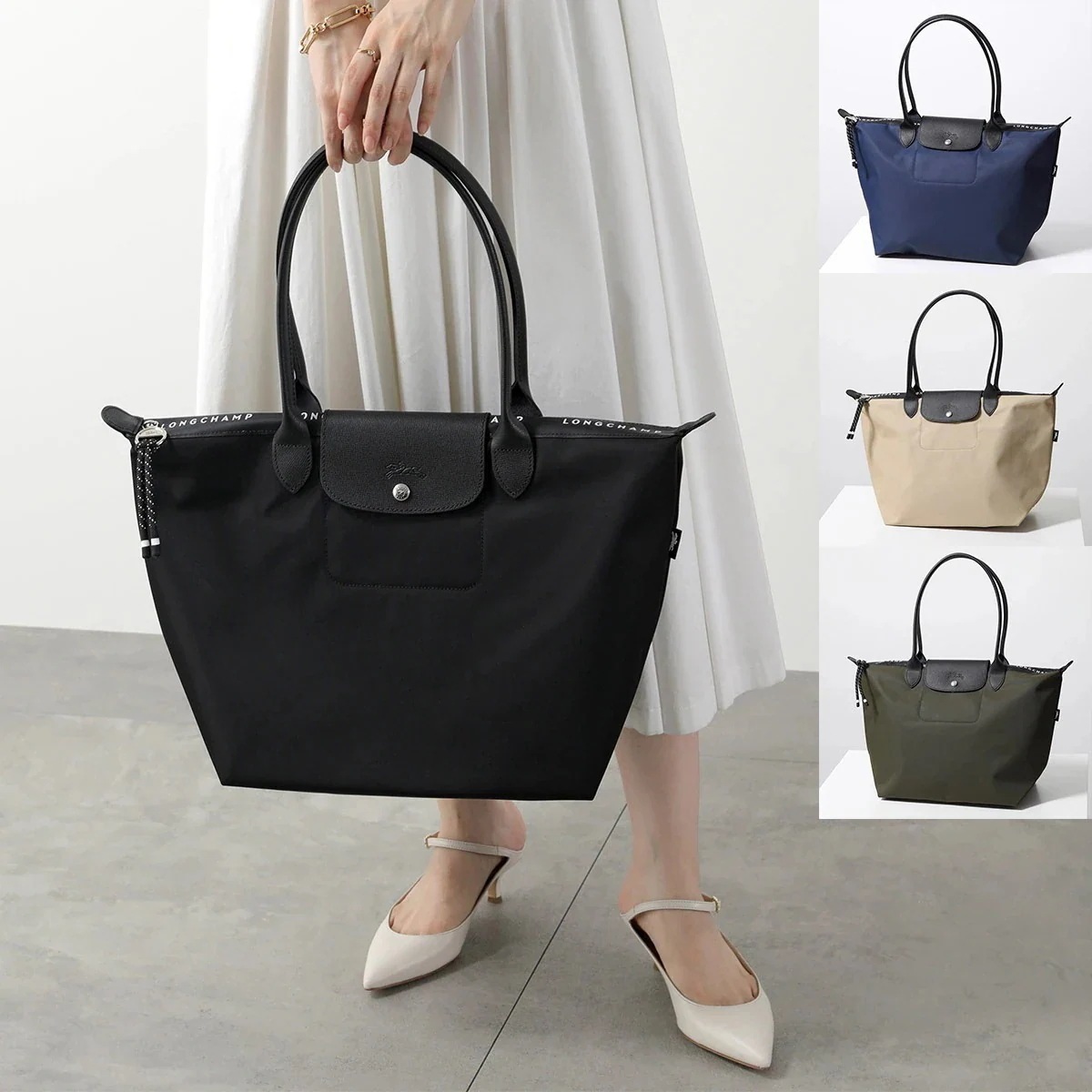 Longchamp ロンシャン トートバッグ LE PLIAGE ENERGY ル プリアージュ エナジー L1899 HSR Lサイズ ナイロン レザー ロゴ