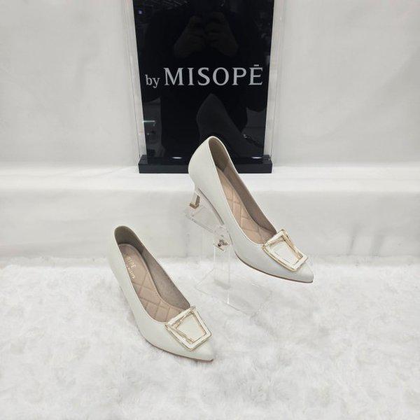 By 女性 モダン ポイント バックル ヒール 112HT411SZ006 IVORY 3 JJ