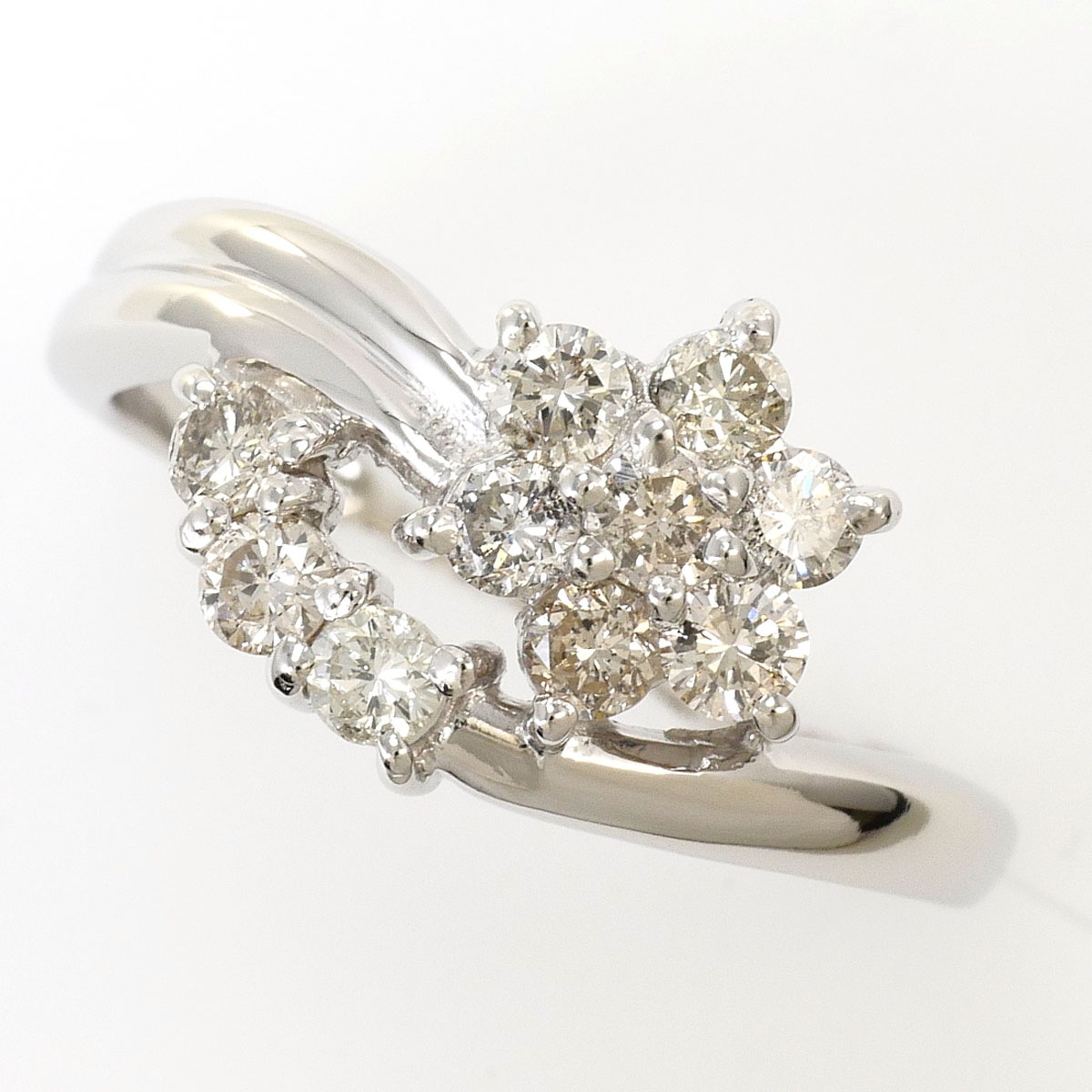PT900 プラチナ リング・指輪 9号 ダイヤモンド 0.50ct 総重量約3.6g ジュエリー 中古