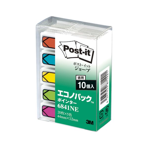 （まとめ） 住友スリーエム ポストイット(R) ジョーブ ポインター エコノパック(TM)製品 6841NE 混色5色 10個入 (×3セット) 8,881円