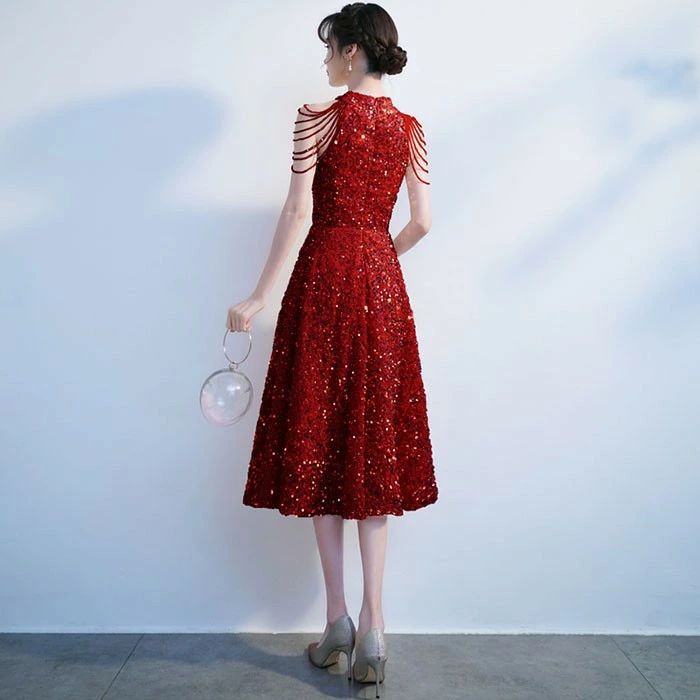 【送料無料】赤 演奏会ドレス イブニングドレス コンクール 母親 大きいサイズ パーティードレス 高校生 結婚式