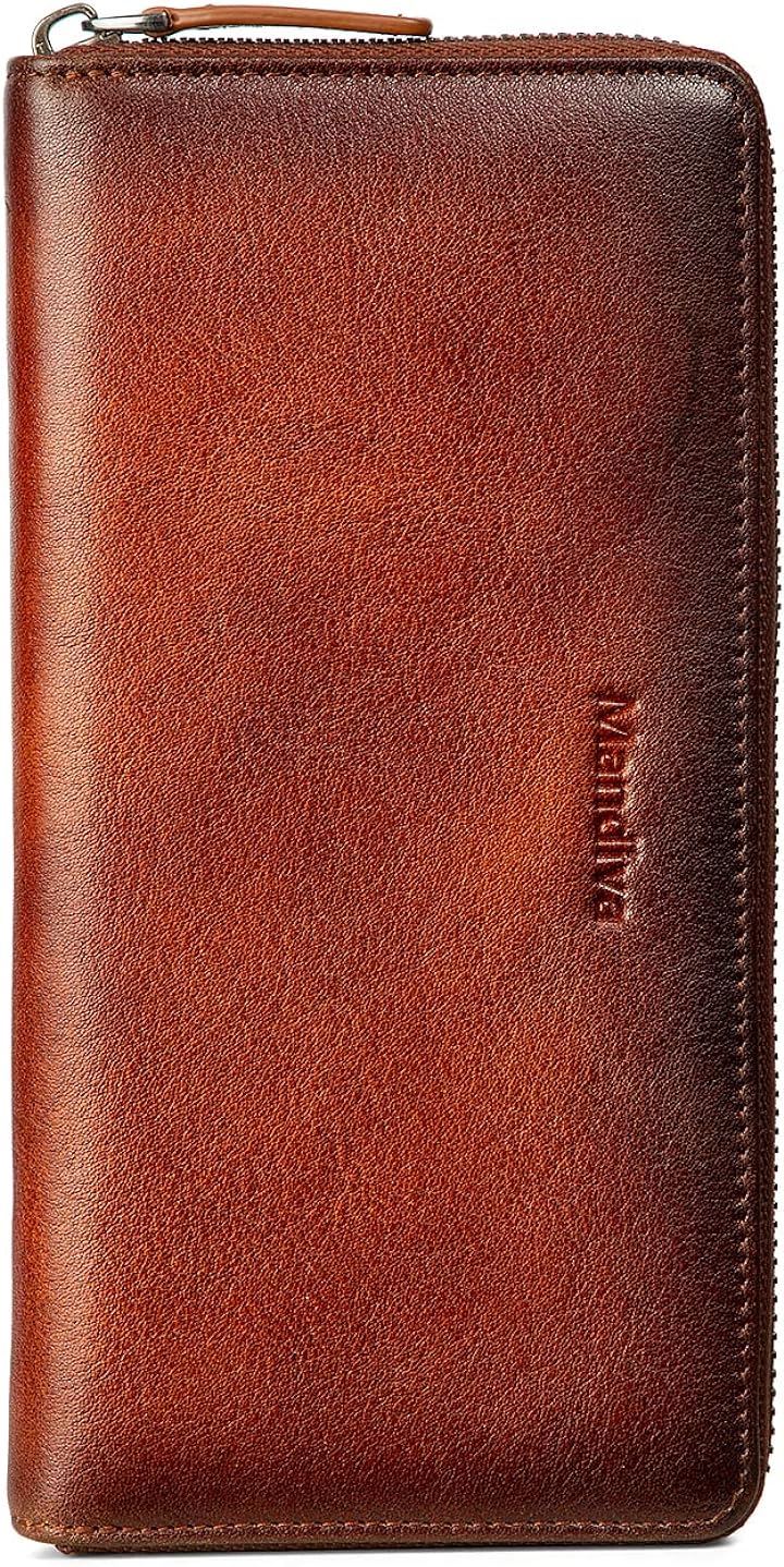 財布 メンズ レディース 長財布 本革 セパレート型 小銭入れ ラウンドファスナー(キャメル)