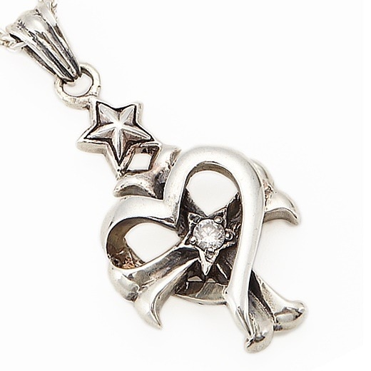 ネックレス メンズ シルバー925製 キュービックジルコニア クロス 十字架 オープンハート スター 星 CZ 銀製品 燻し加工 アンティーク調 立体的 おしゃれ クール スタイリッシュ 高級感 ロッ