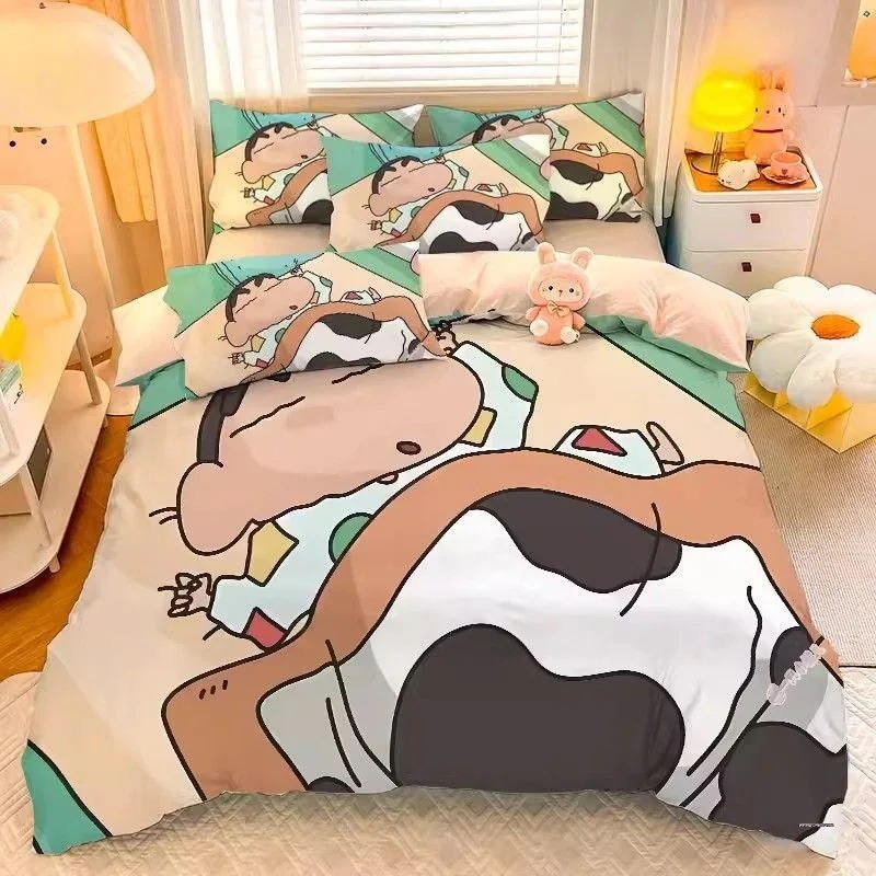 安価 かわいいベッドの上の4セットの学生寮の爆発的なクレヨンしんちゃんの3セットの漫画のツインシーツがセットになっている