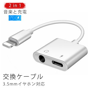 2in1 iPhone 変換ケーブル iPad iPhone 3.5mm イヤホン 変換ケーブル ラ