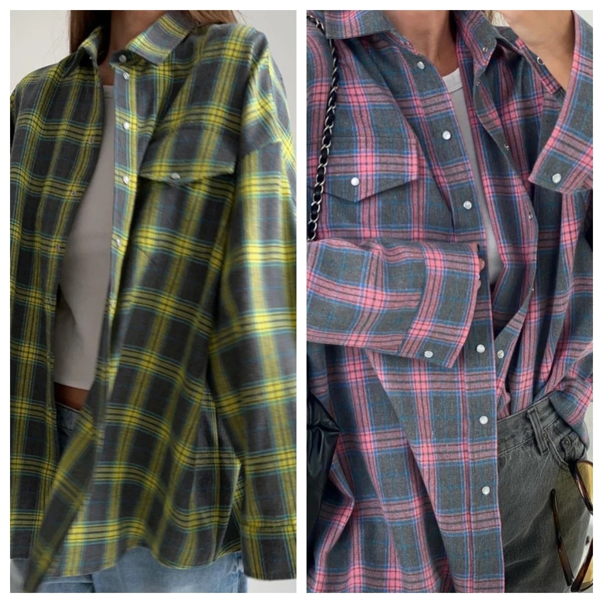 女性用長袖チェックシャツ,特大シャツ,ヴィンテージファッション,ルーズフィット,ラペルポケット,韓国スタイル,秋冬 - 200000345 7,811円