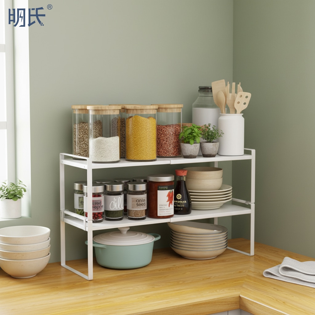 シンク上下伸縮収納ラック W36~60cm キッチン用 ブラック 5,926円