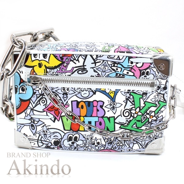 【新品】ショルダーバッグ ミニ ソフトトランク モノグラム コミック ホワイト 白 マルチカラー バッグ カバン 斜め掛け メンズ レ