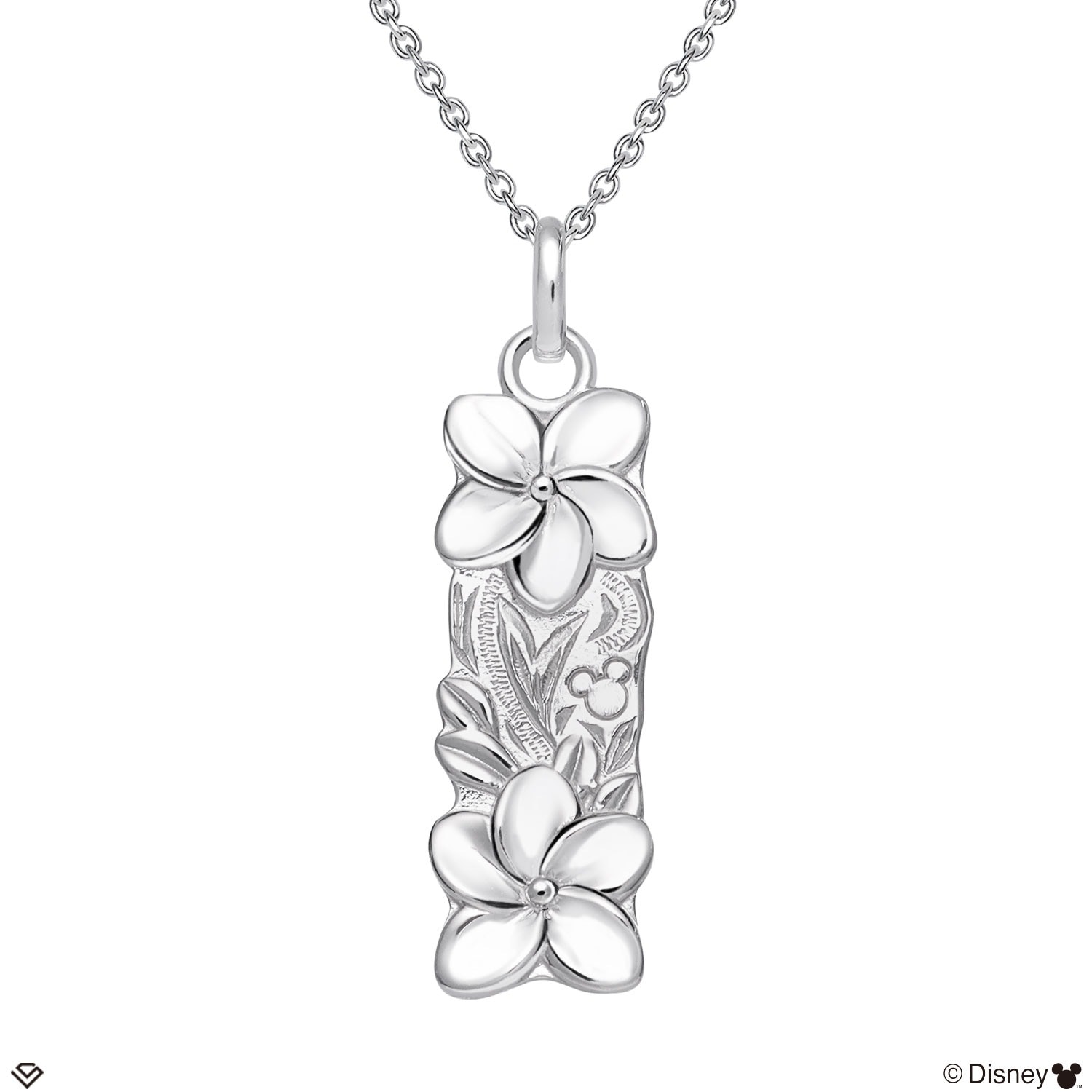 ネックレス ハワイアンジュエリー ディズニー レディース シルバー シルバー925プルメリア 「ミッキー」 角プレート
