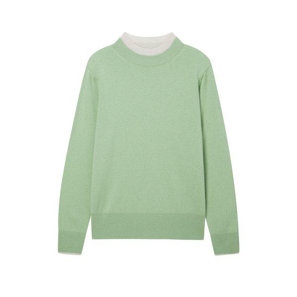 [24FW] [ウールカシミア混紡]ライムレイヤード長袖ニット DLSW4DE95L2