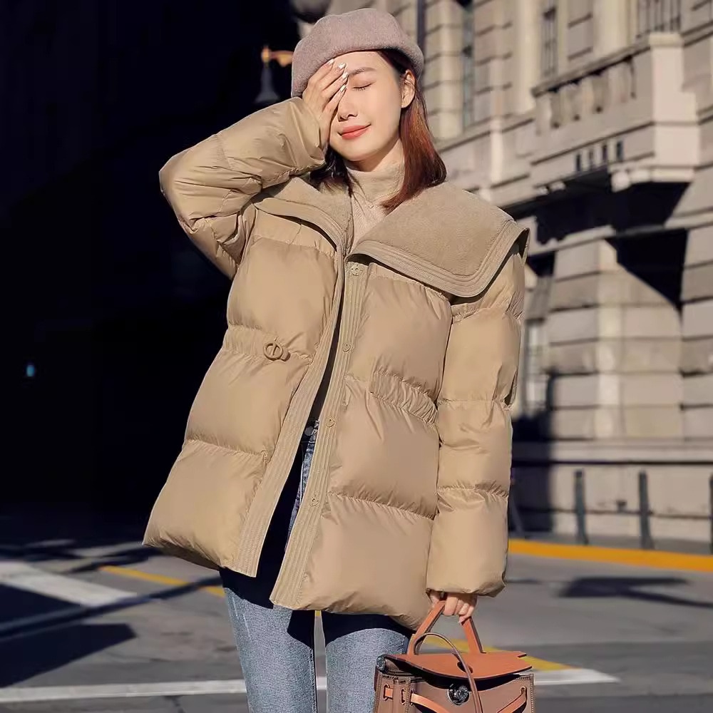 レディースダウンジャケット冬新作厚手ミドル丈韓国風ウエストベルト付き甘美な年齢を感じさせないオールマッチなラージラペルコート