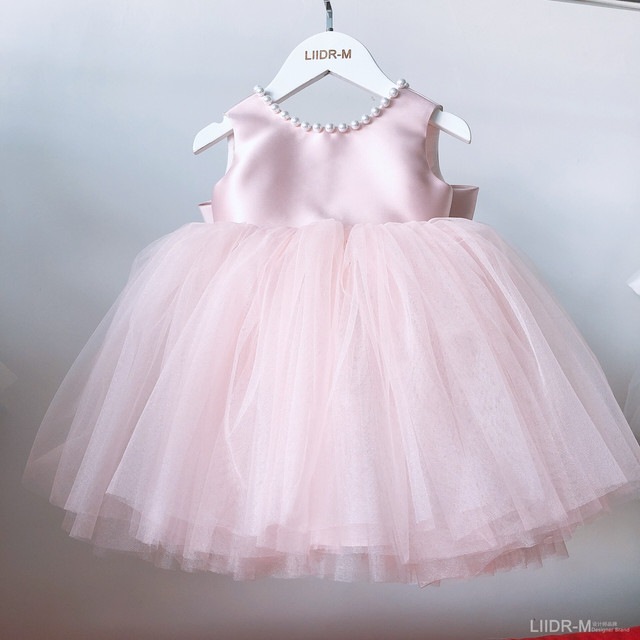 ピンク子供ドレス　キッズドレス　ベビードレス　　女の子ドレス　キッズフォーマルドレス　ワンピース　セレモニードレス　七五三　80cm-160cm　8496