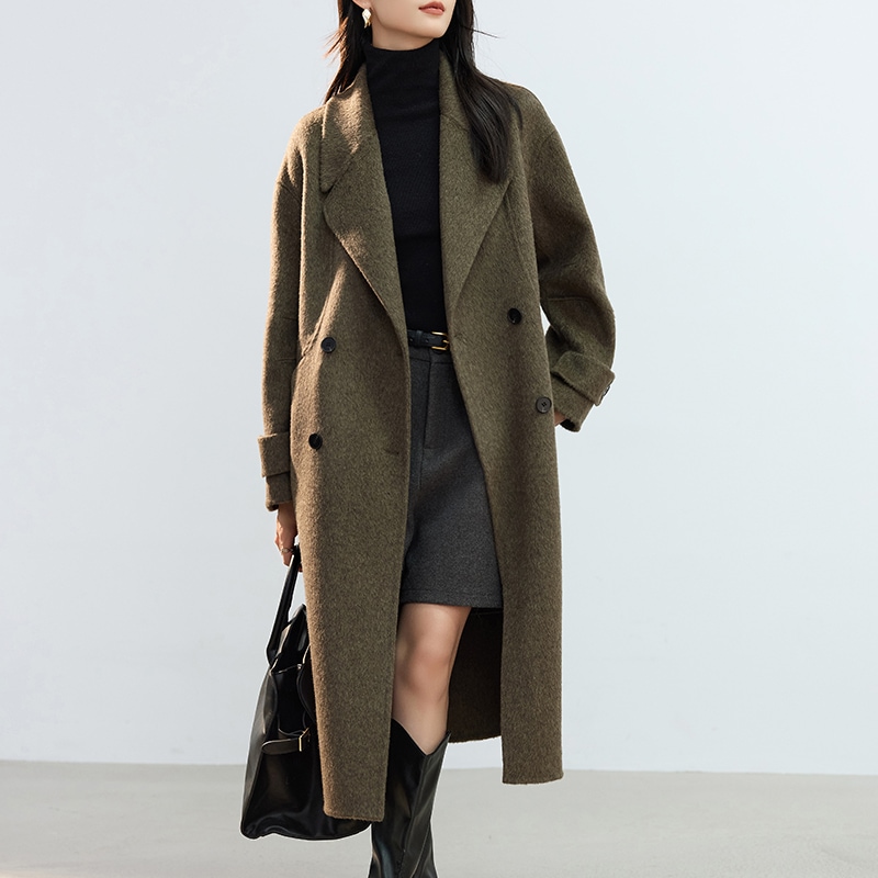 レディース ロング丈 100% カシミヤニット コート