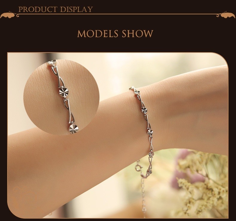 ブレスレット レディース クローバー 四つ葉 お花 ホワイトモチーフ シルバー925 プラチナ仕上げ