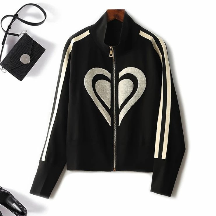 ハートデザインジップアップジャケット レディース 春 夏 秋 冬