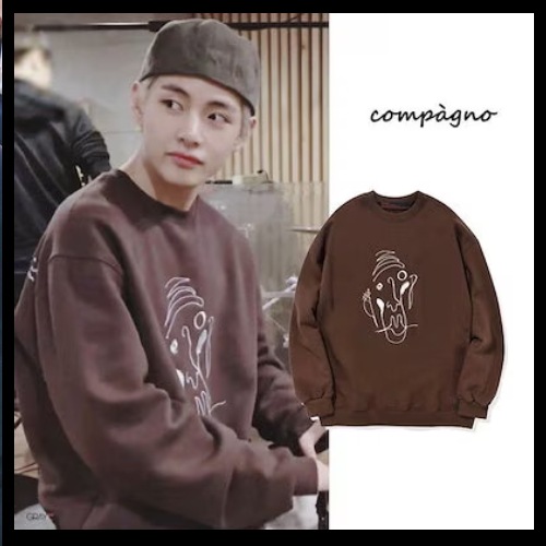 BTS V着用 Pierrot Heavy Over-fit ピエロ 刺繍 ヘビー オーバーサイズ tシャツ マンツーマンTシャツ プリント Tシャツ レディース メンズ 大きいサイズ レディース