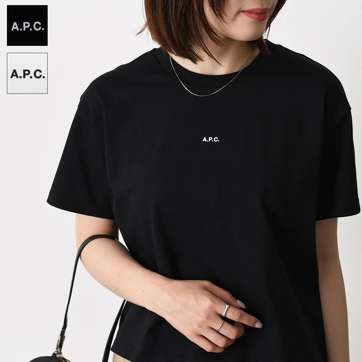 Tシャツ BOXY MICRO LOGO Tシャツ COHBW F26387 レディース ホワイト ブラック オーガニックコットン マイクロロゴ 半袖 クルーネック
