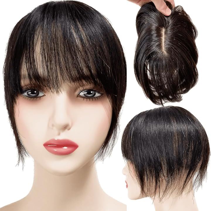 部分ウィッグ 人毛100% ヘアピース トップピース トップカバー 白髪カバー 前髪ウィッグ 自然 部分カツラ 医療用 浮かない かつら 女性 つむじ(ナチュラルブラック, 20cm)