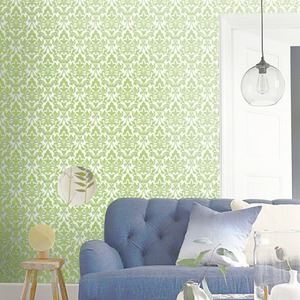 ウォジック10m巻 リメイクシート 壁紙シール プレミアムウォールデコシート P-WA403 ダマスク柄 グリーン