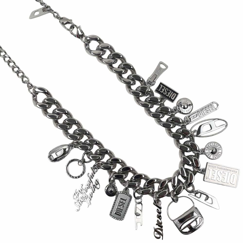 ディーゼル ネックレス チャームチェーンネックレス シルバー ステンレス アクセサリー DIESEL DX1521040
