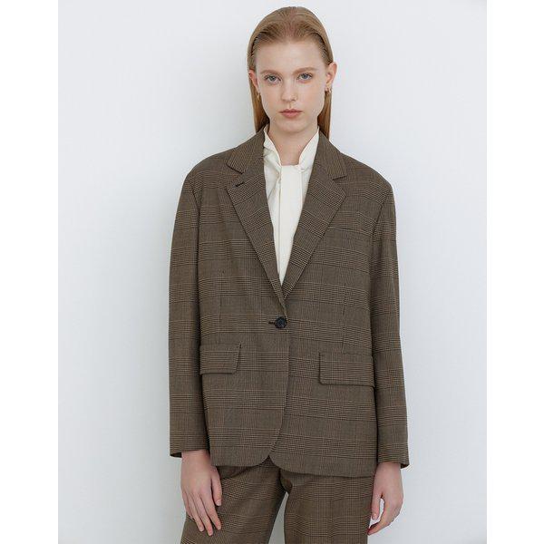 [24FW] ベージュツートンチェック ウール混紡 テーラードジャケット DLJA4D803I3