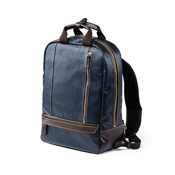 サンワダイレクト ビジネスリュック(メンズデニム生地日本製リュックサック自立可能ネイビー) 200-BAG165NV 1個