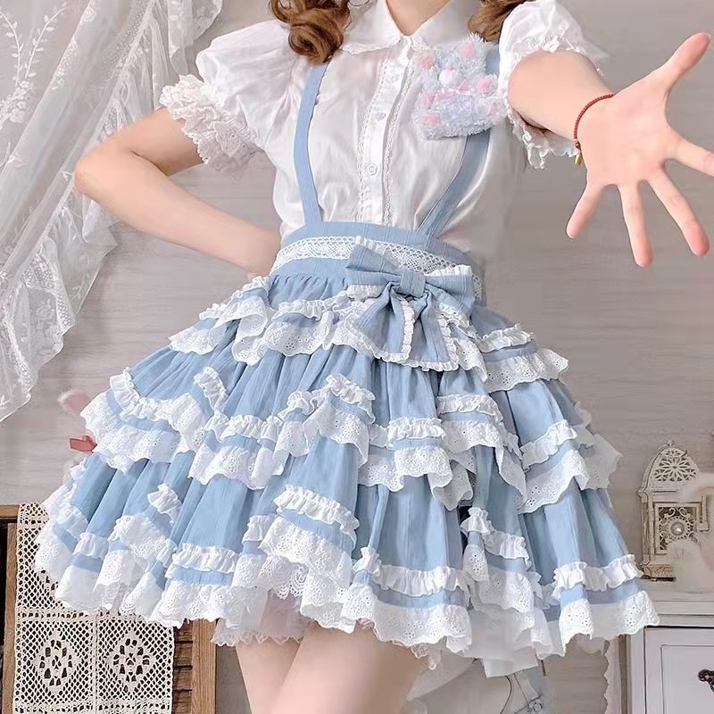 今年人気のロリータSALEロリータドレス JSK 可愛らしい サロペットスカート脚魅せミニスカート 百掛け スカート30%までに制限