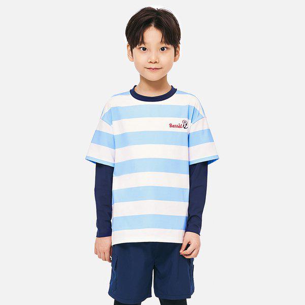 [] キッズ ノティカル 半袖レイヤード ラッシュガード スカイブルー (B5SKWRG322SKB)