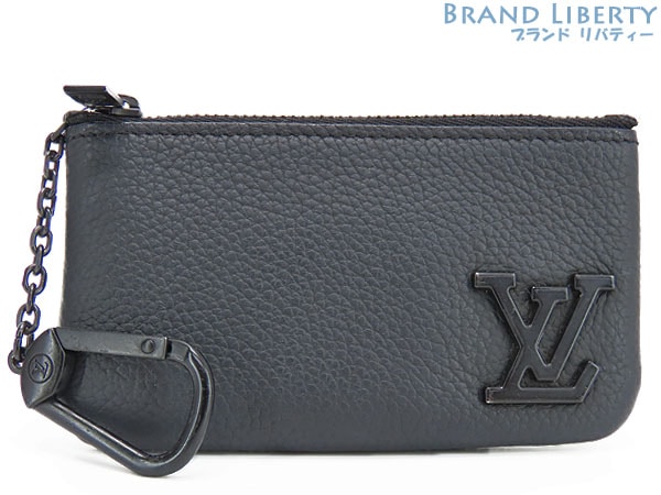 美品ルイヴィトンLVアエログラムポシェットクレキーリング付きコインケースブラック81031