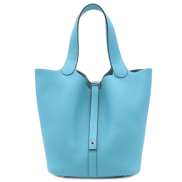 エルメス HERMES ハンドバッグ ピコタンロックMM トリヨンクレマンス ブルーノール シルバー金具 水色 D刻印 【箱】【中古】