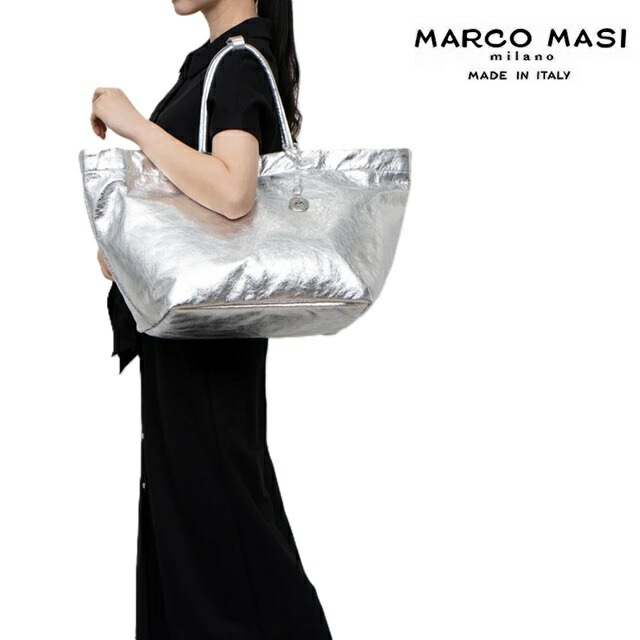Marco Masi マルコマージ トートバッグ メタルバッグ レディース イタリア製 牛革 本革 3601 A4 大容量 旅行バッグ 肩掛け