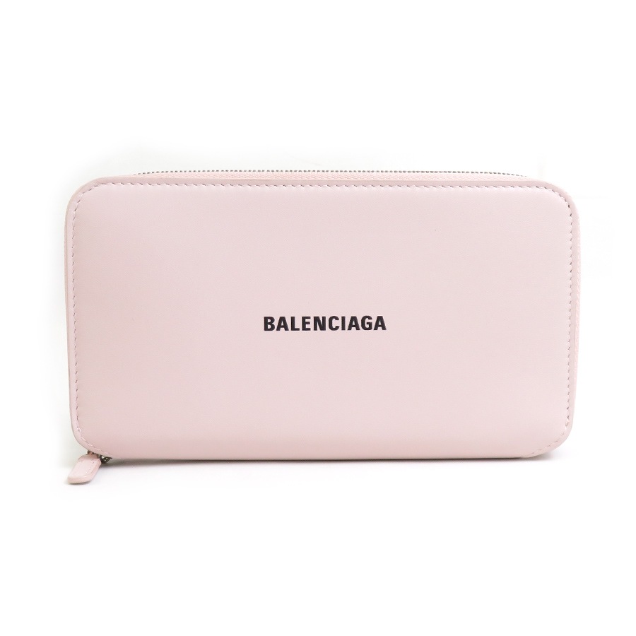 バレンシアガ BALENCIAGA ラウンドファスナー長財布 レザー ライトピンク ユニセックス h30964g