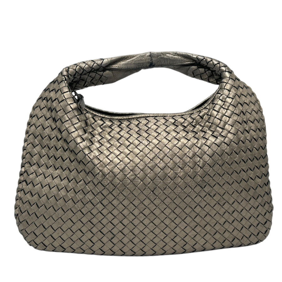 ボッテガヴェネタ BOTTEGAVENETA ハンドバッグ イントレチャート レザー メタリックグレーゴールド レディース z3039