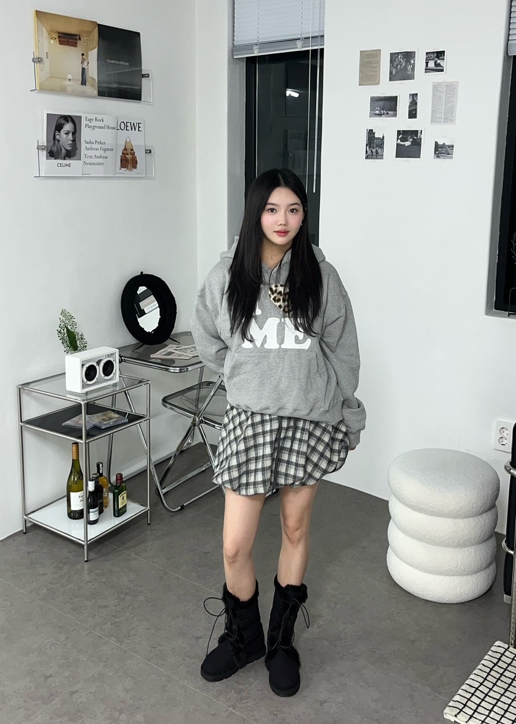 アイラブ ベルベット パッチ フードTシャツ