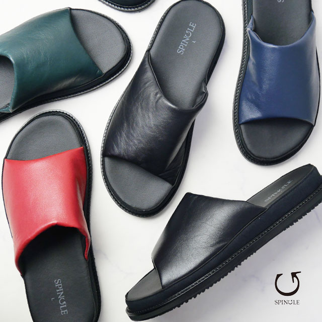 スピングル メンズ サンダル 本革 コンフォートサンダル メイドインジャパン レザーサンダル 日本製 カンガルーレザー SP-1718 ブラック 黒 ディープグリーン ディープネイビー ディープレッド
