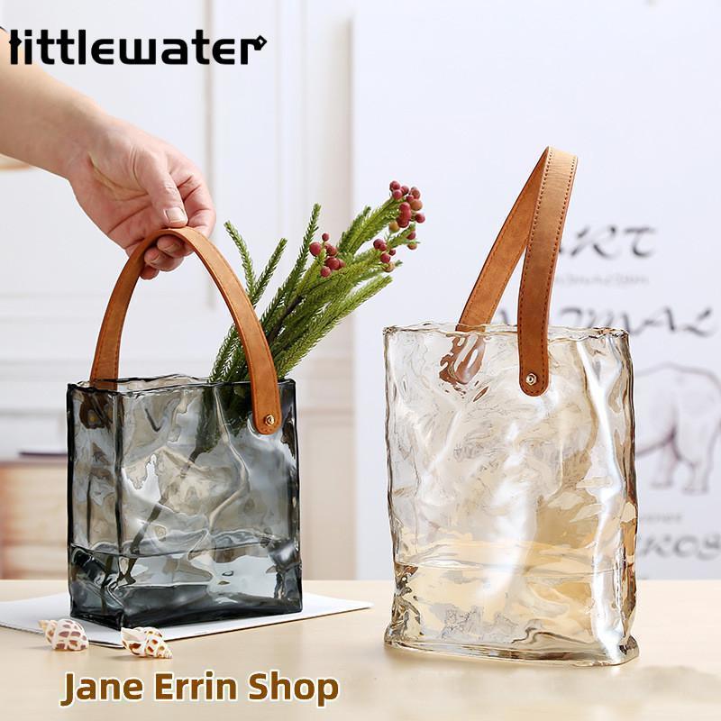 【30%OFFセール】ガラス花瓶 プレゼント 容器 おしゃれ 観葉植物 がびん フラワーベース 手提げ 誕生日 ガラスボトル 母の日ギフト 花器 花びん