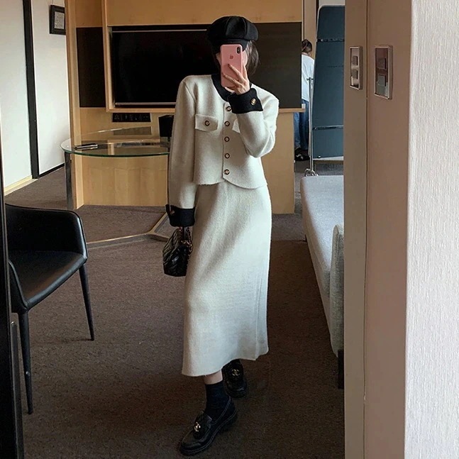 【急速出荷】【2枚購入で 2oo円OFF!】人気なリプニット 秋冬 新作 二点セット フェイクレイヤード セーター ニット 上下セット レディースセットアップ カジュアル 通勤 ニット アウター ズボ