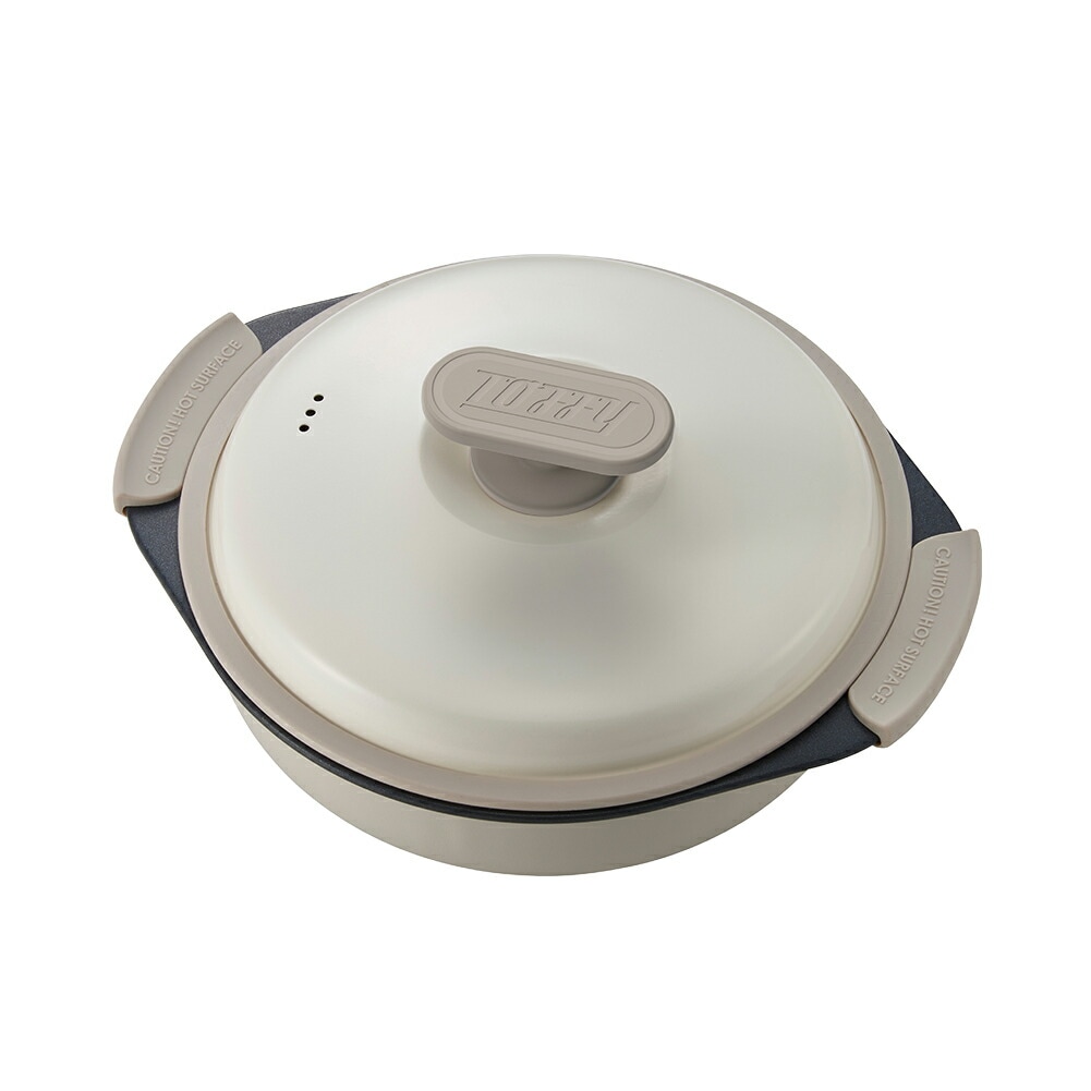 電子レンジ用 グリル鍋 レンジグリルパン 1台6役 K-MW4-PA PALE AQUA K-MW4-PW PURE WHITE 蒸し器 鍋 ふた付き マルチポット ナベ 取っ手付き キッチン マルチ