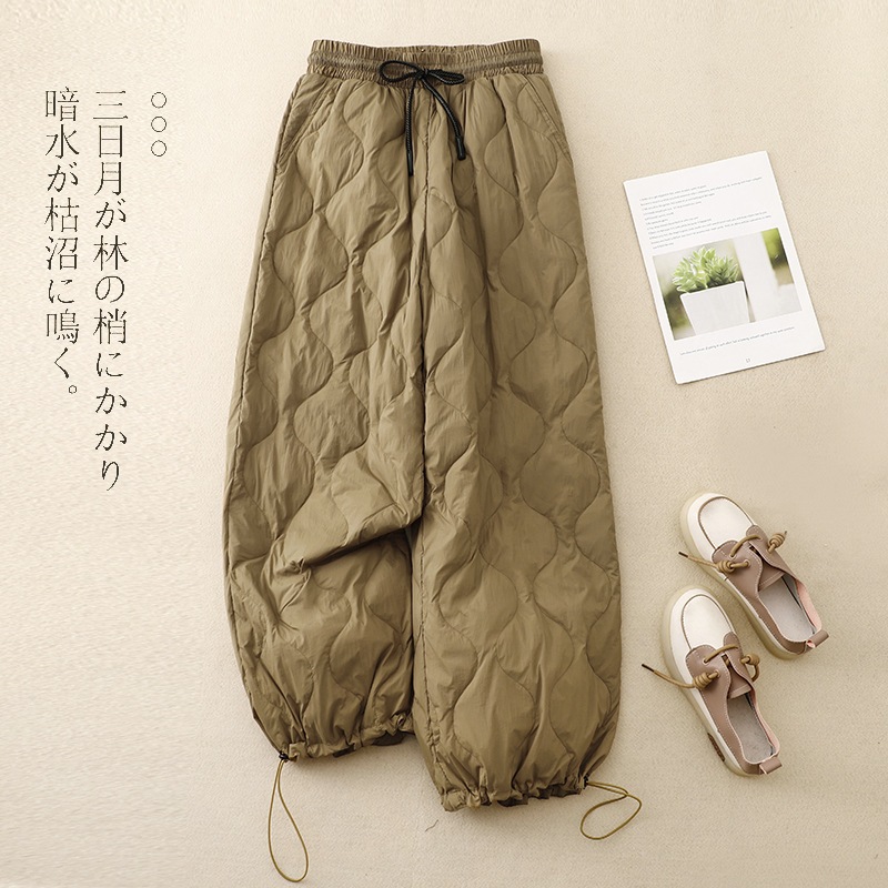 サルエルパンツ レディース 春 秋 冬 中綿 キルティング ボトムス バルーンパンツ 体型カバー おしゃれ ゆったり カジュアル 体型カバー