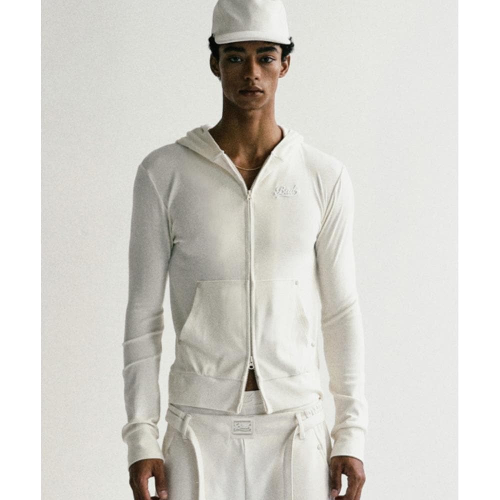 BADBLOOD Beyond Soft Hood Zip-Up Slim Fit Cream w-hde24