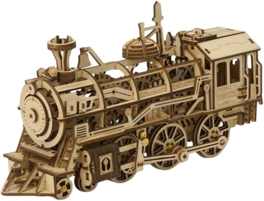 つくるんです【日本公式販売／日本語説明書付】Robotime 動く 3D ウッドパズルシリーズ (機関車)