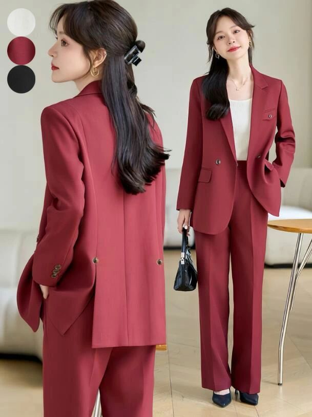 OL 事務服 オフィス 上品 スーツ 体型カバー カジュアルスーツ 可愛い フォーマルスーツ パンツスーツ レディース 2点 キャリア 入学/卒業式 ジャケット+パンツ アップ ビジネススーツ リクル