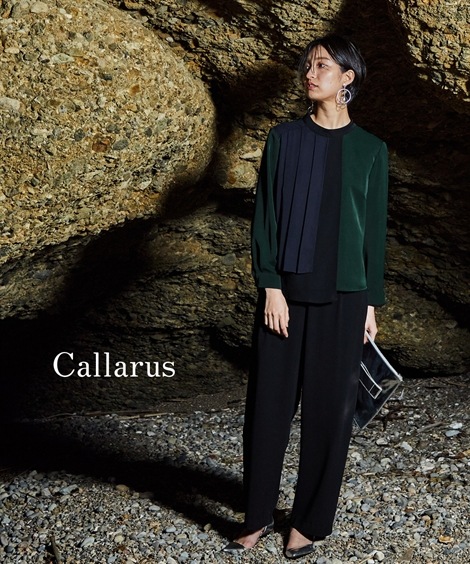 ドレス 結婚式パーティーオケージョンドレス Callarus アシメプリーツデザインブラウス＋ワイドパンツセットアップドレス 大きいサイズ有