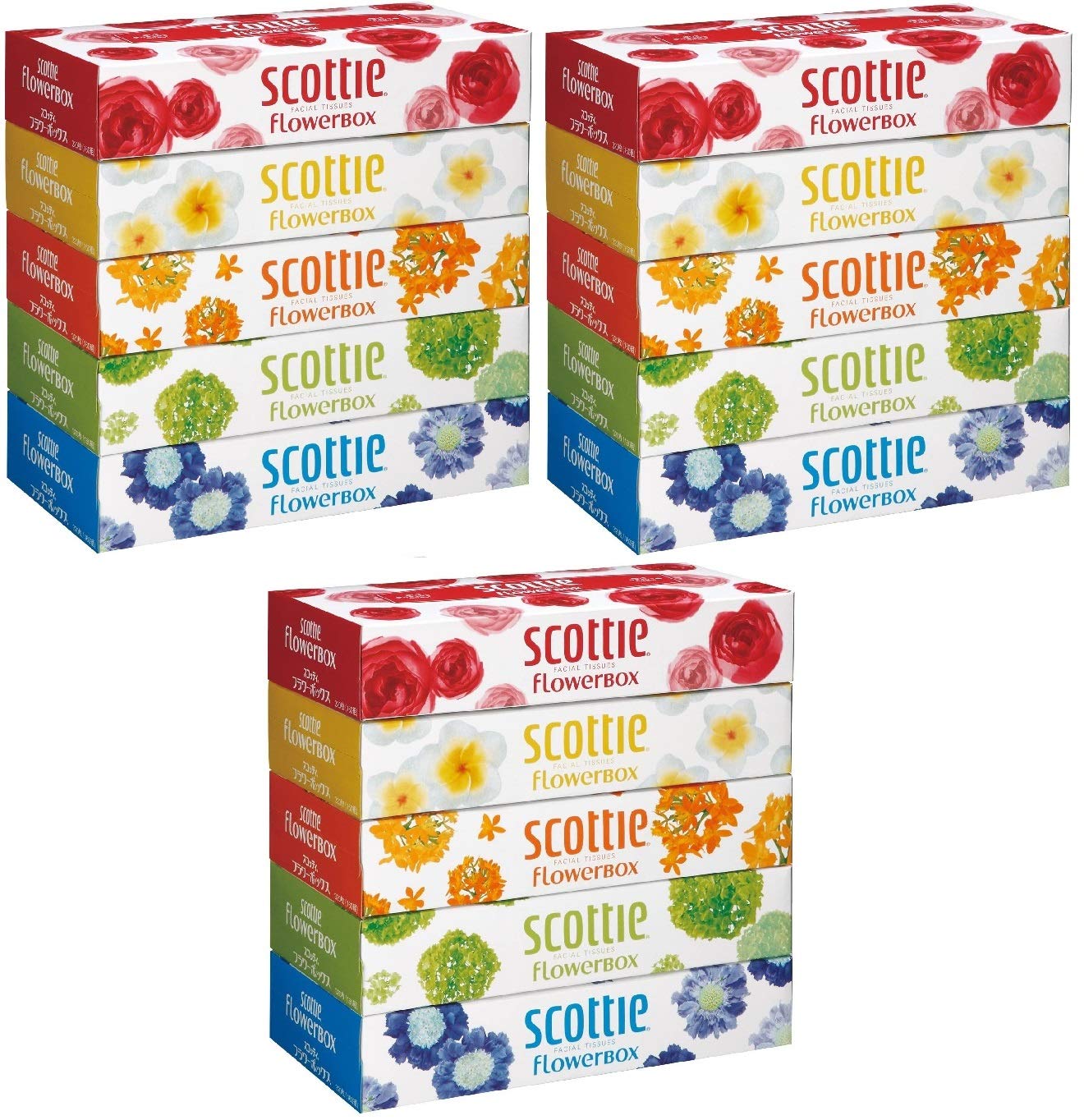まとめ買い スコッティ ティシュー フラワーボックス 320枚(160組) 5箱x3点入り